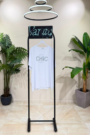 T-shirt CHIC strass - Bianco