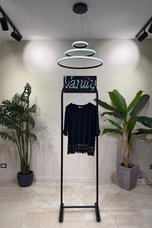 Maglia bordo merletto - Nero