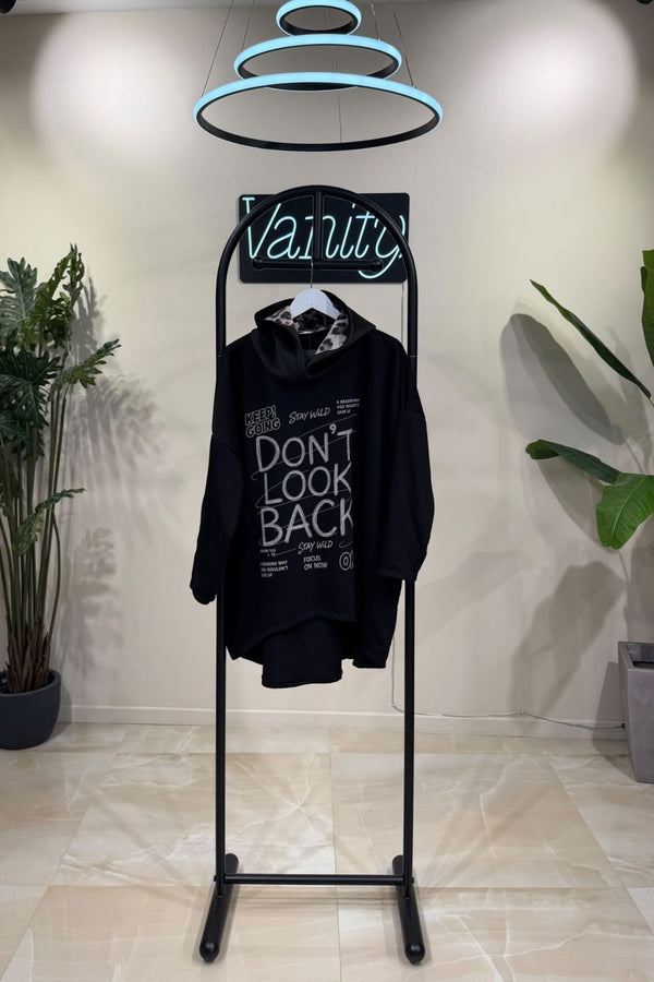 Maxi felpa coda scritte - Nero