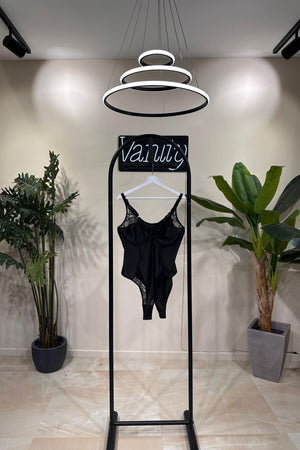 Body lycra pizzo - Nero