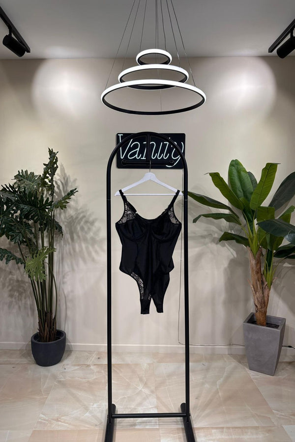 Body lycra pizzo - Nero