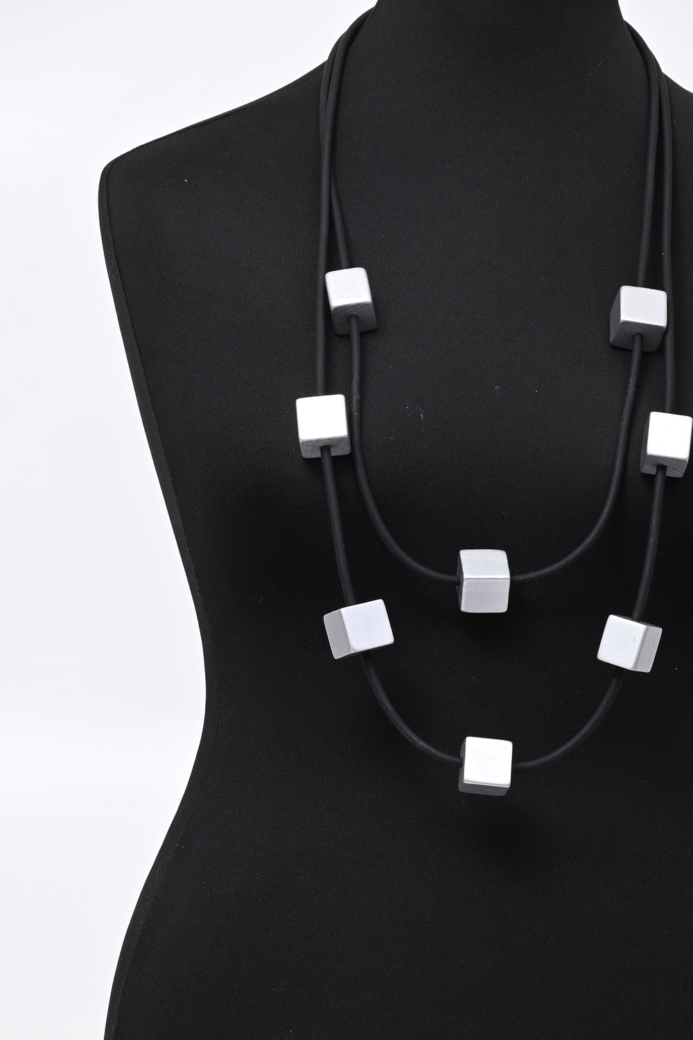 Collana neoprene cubi - Argento