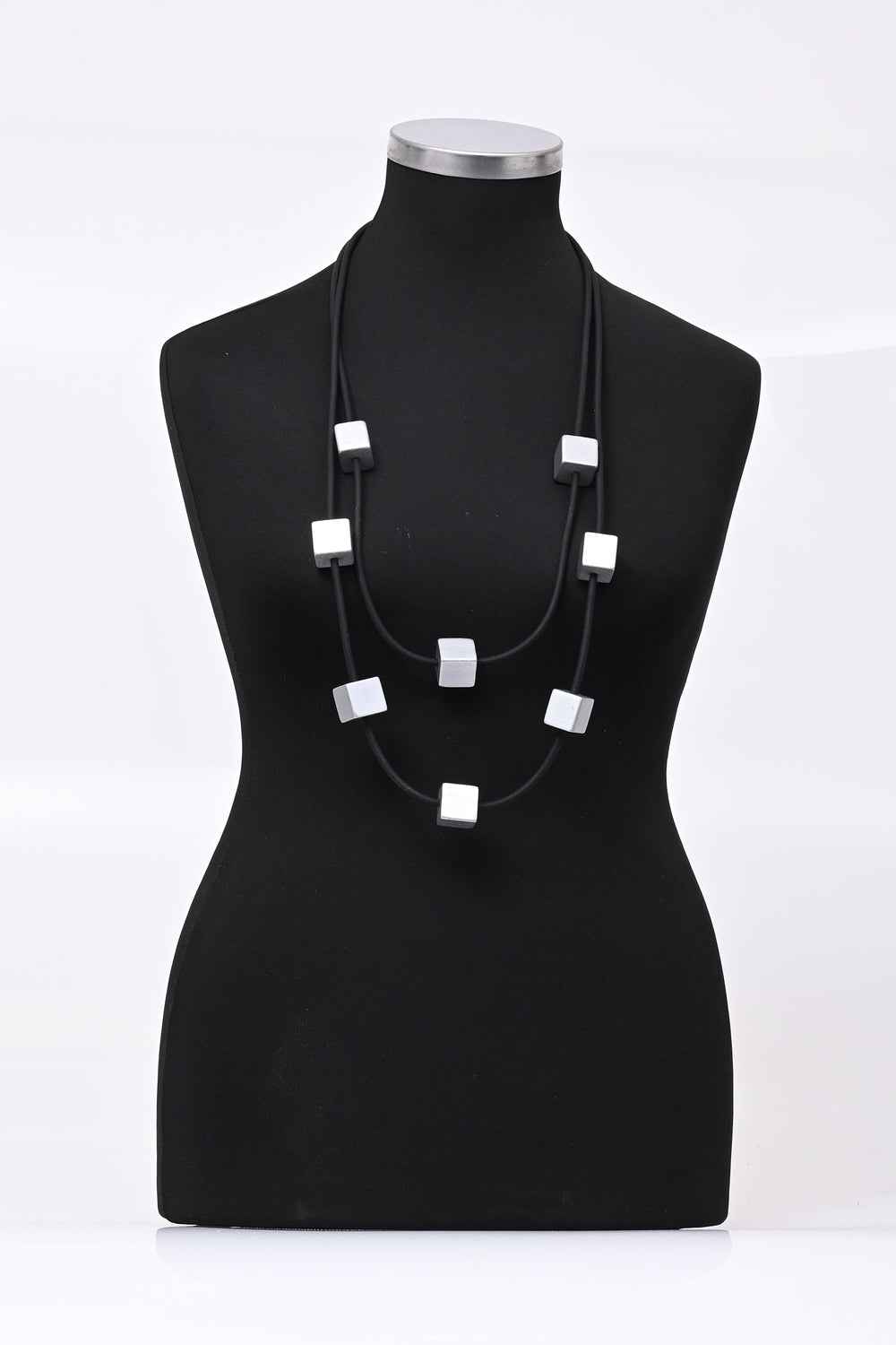 Collana neoprene cubi - Argento
