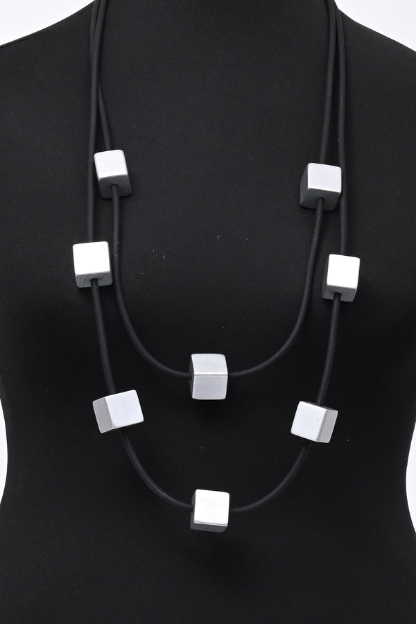 Collana neoprene cubi - Argento