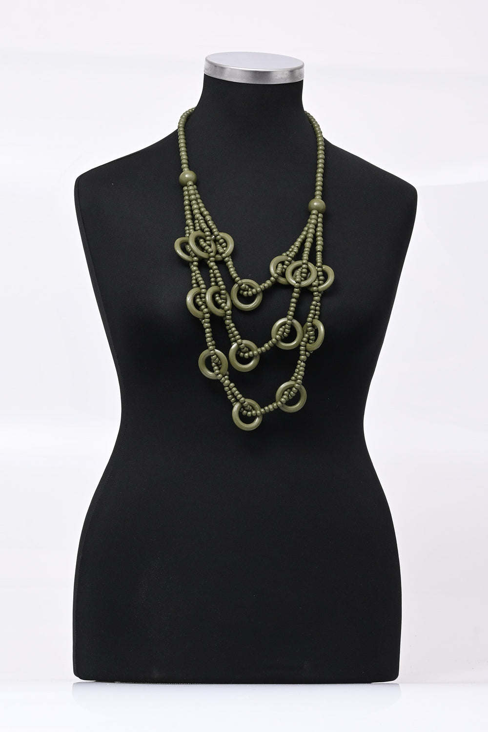 Collana multifili etnica - Verde militare