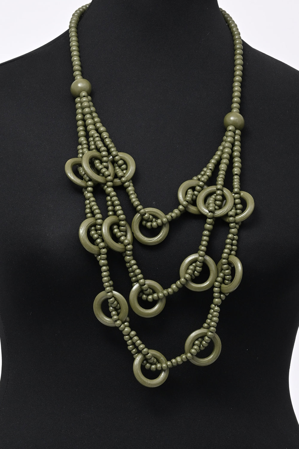 Collana multifili etnica - Verde militare