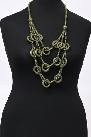 Collana multifili etnica - Verde militare