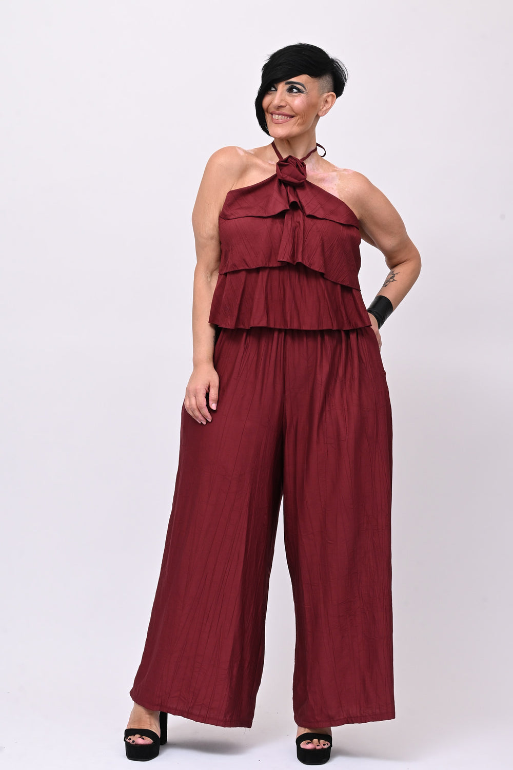 Jumpsuit rouches fiore - Vino