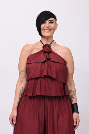Jumpsuit rouches fiore - Vino