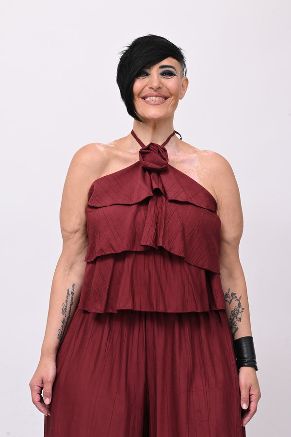 Jumpsuit rouches fiore - Vino
