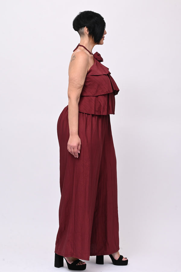 Jumpsuit rouches fiore - Vino
