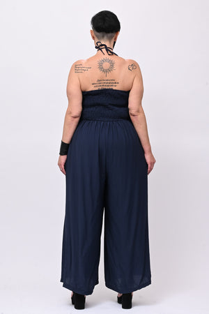 Jumpsuit rouches fiore - Blu