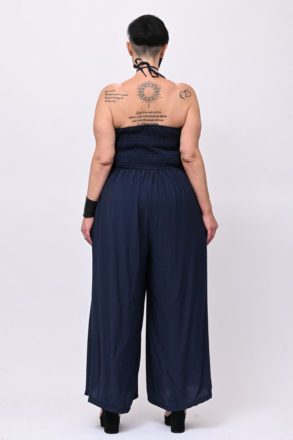 Jumpsuit rouches fiore - Blu