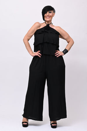 Jumpsuit rouches fiore - Nero