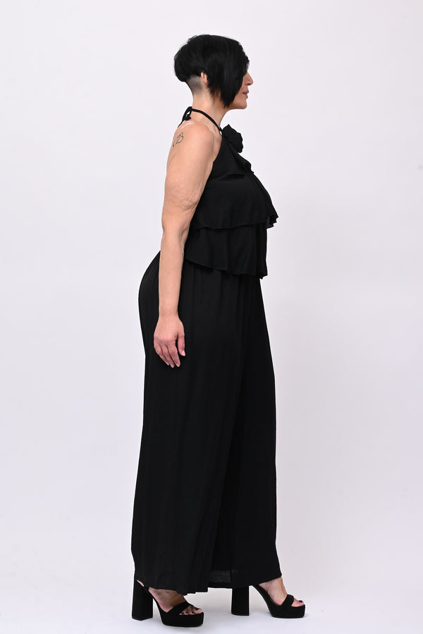 Jumpsuit rouches fiore - Nero