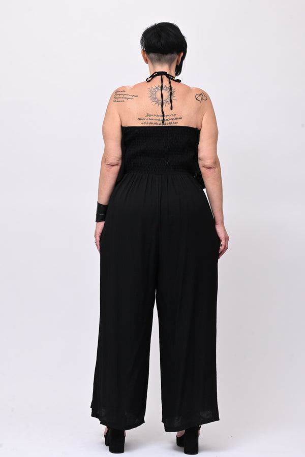 Jumpsuit rouches fiore - Nero
