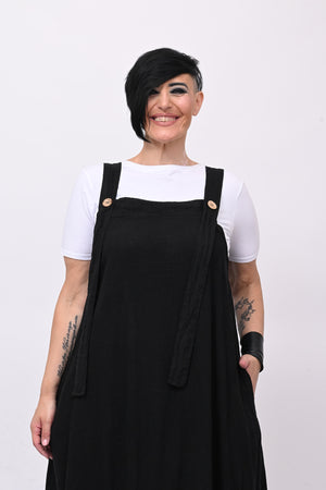 Abito salopette lino - Nero