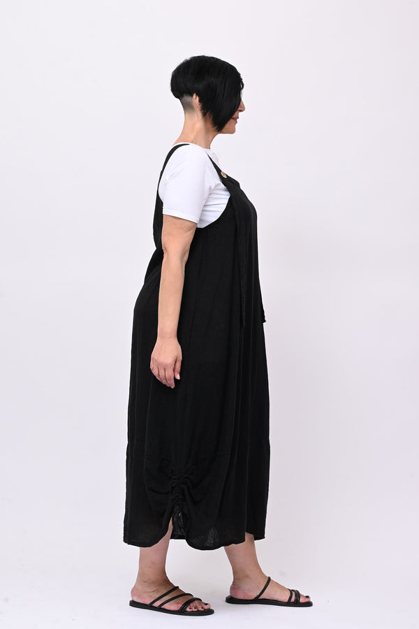 Abito salopette lino - Nero