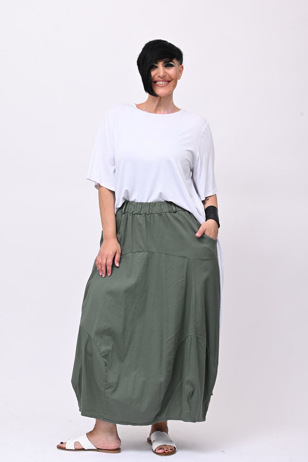 Gonna cotone ovetto - Verde militare