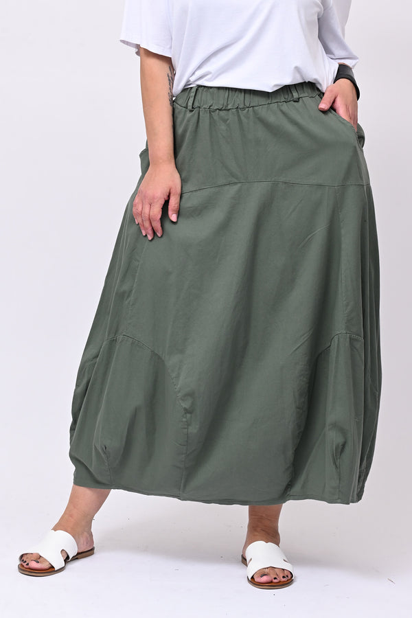 Gonna cotone ovetto - Verde militare