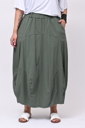 Gonna cotone ovetto - Verde militare