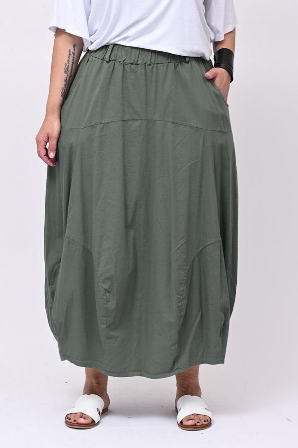 Gonna cotone ovetto - Verde militare