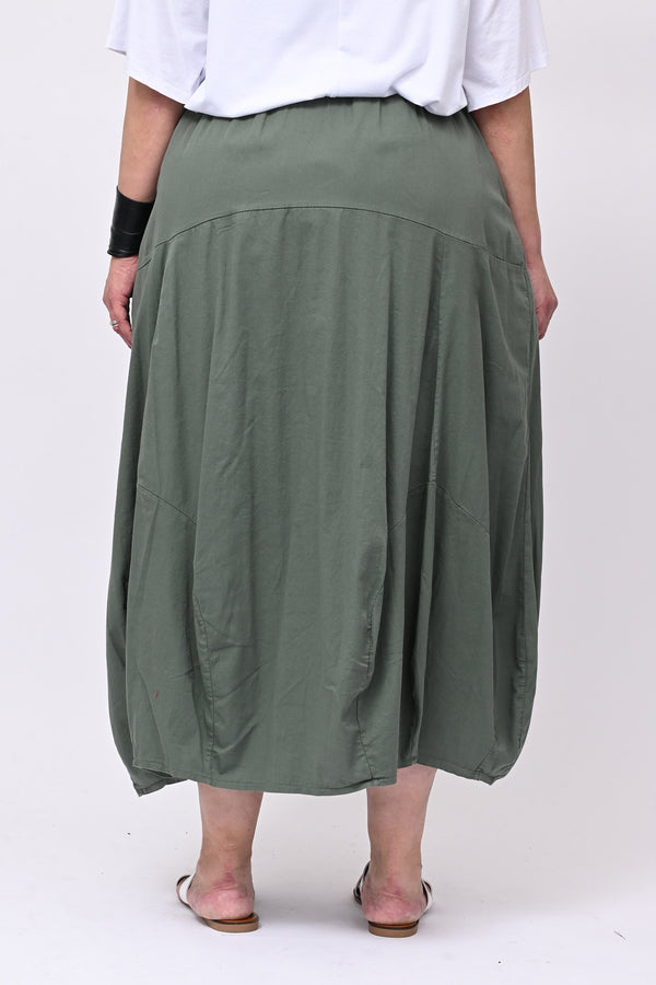 Gonna cotone ovetto - Verde militare