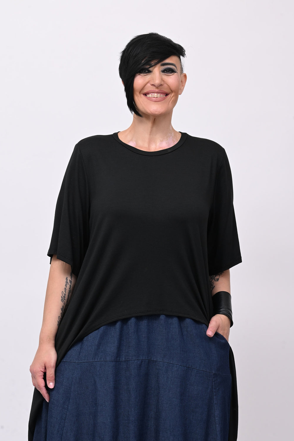 Maglia mezza manica coda - Nero