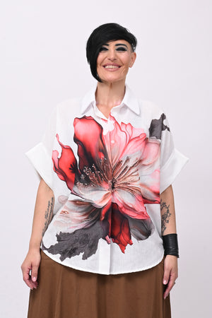Camicia lino orchidea - Bianco