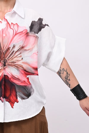 Camicia lino orchidea - Bianco