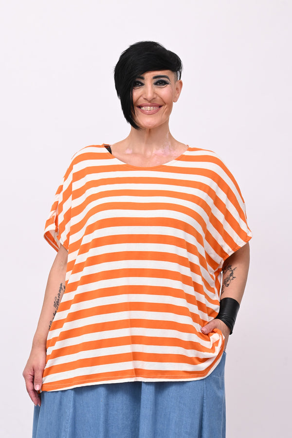 Maglia scatoletta righe - Arancio