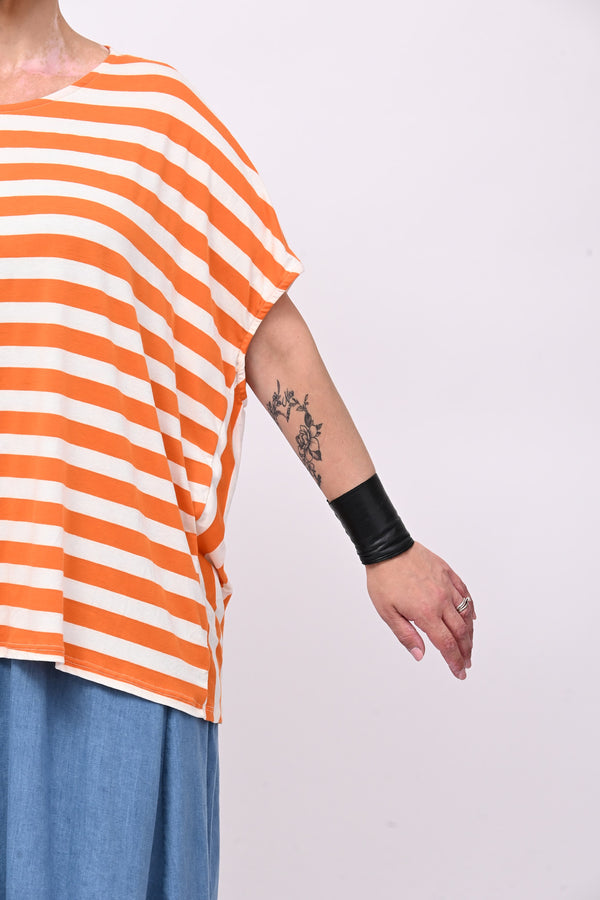 Maglia scatoletta righe - Arancio