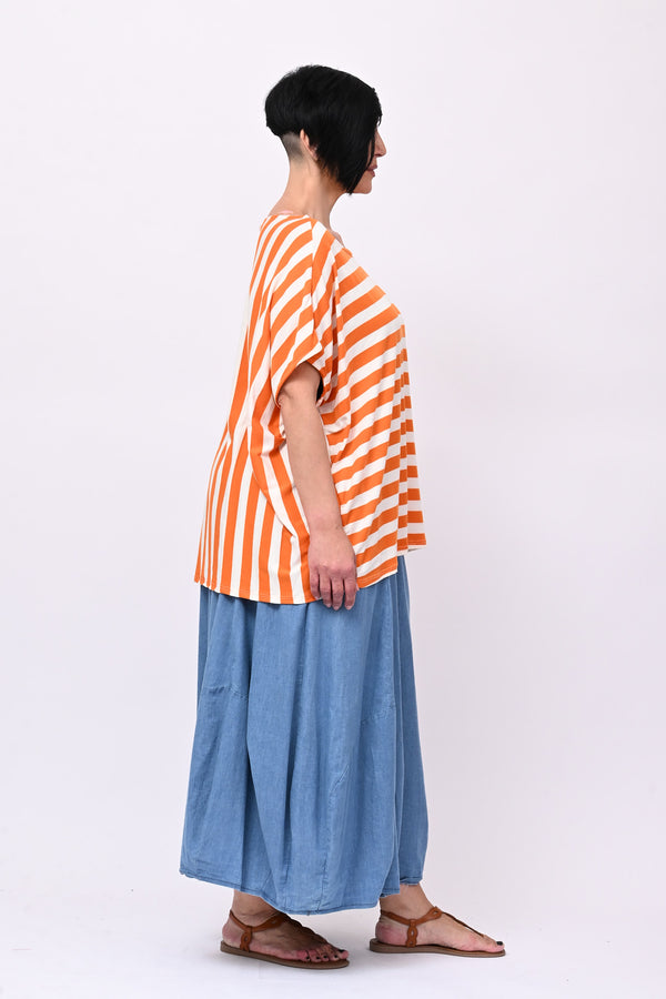 Maglia scatoletta righe - Arancio