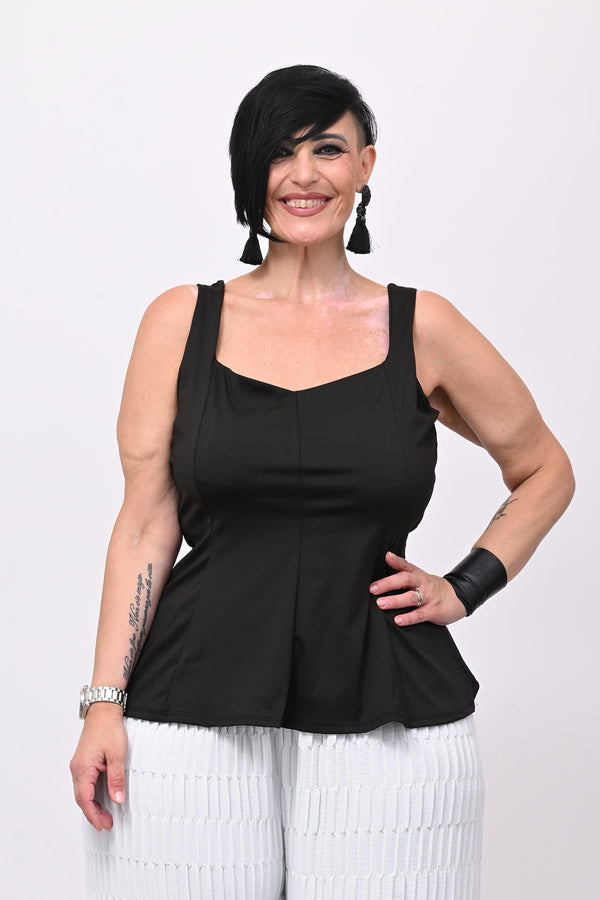 Top licra peplum - Nero
