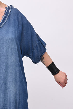 Abito chambrie frange - Jeans scuro