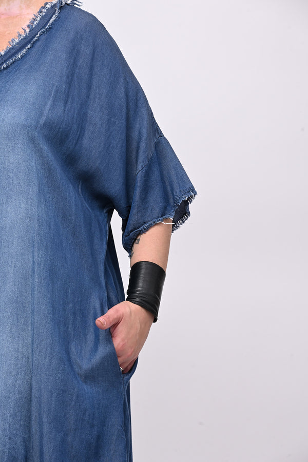 Abito chambrie frange - Jeans scuro