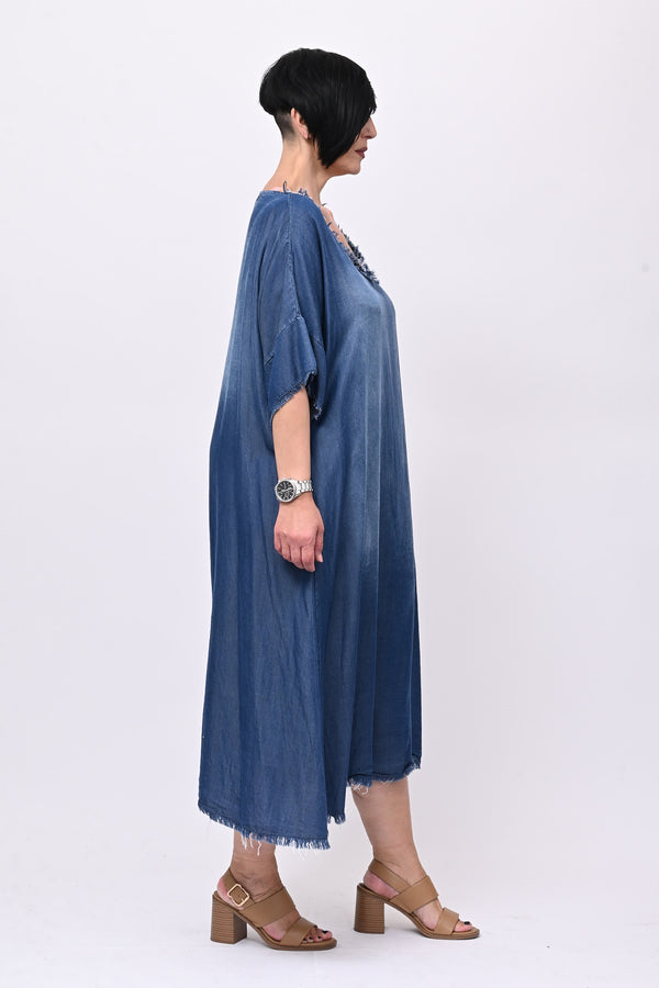 Abito chambrie frange - Jeans scuro