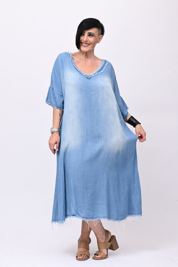 Abito chambrie frange - Jeans medio