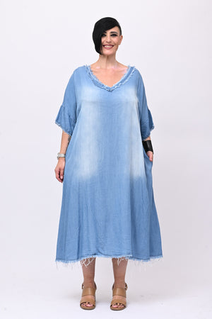Abito chambrie frange - Jeans medio