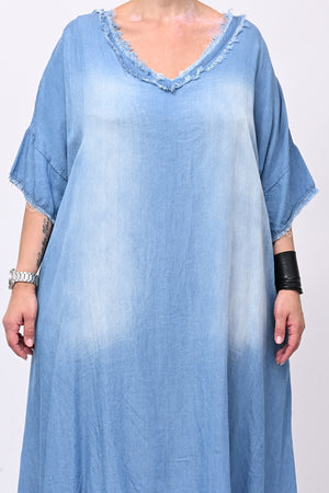 Abito chambrie frange - Jeans medio