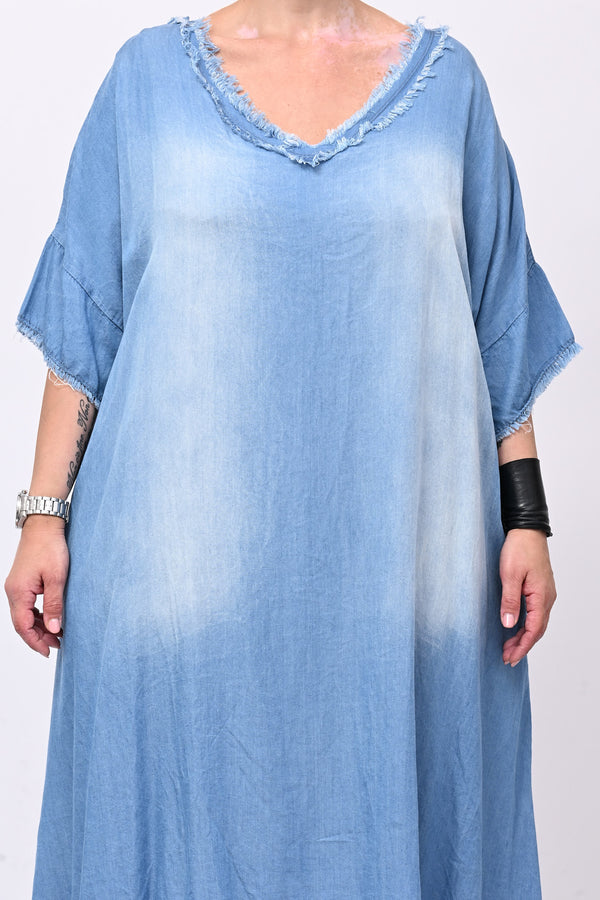 Abito chambrie frange - Jeans medio