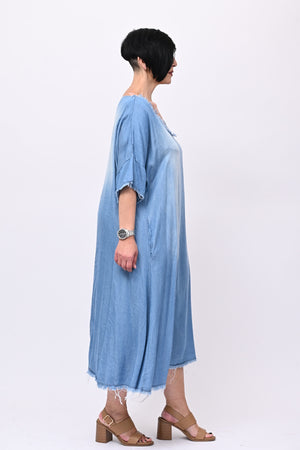 Abito chambrie frange - Jeans medio