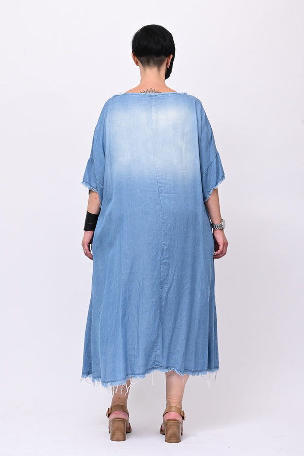 Abito chambrie frange - Jeans medio