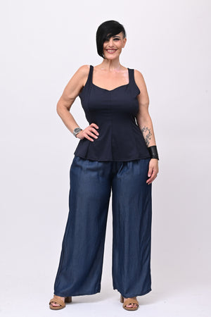 Top licra peplum - Blu