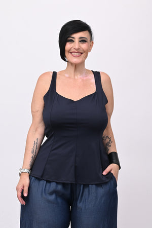 Top licra peplum - Blu