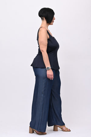 Top licra peplum - Blu