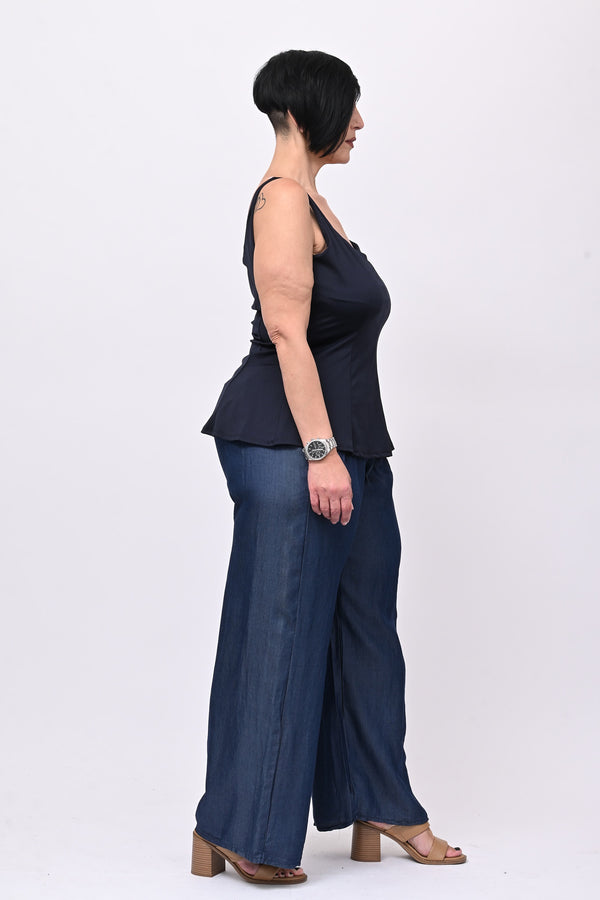 Top licra peplum - Blu