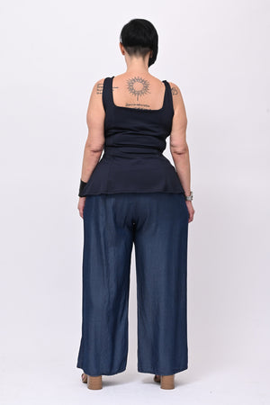 Top licra peplum - Blu
