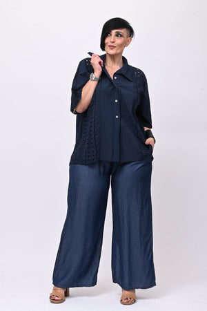 Camicia sangallo - Blu