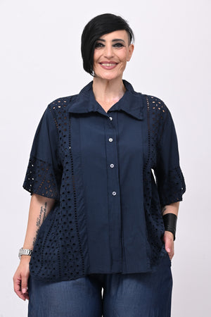 Camicia sangallo - Blu